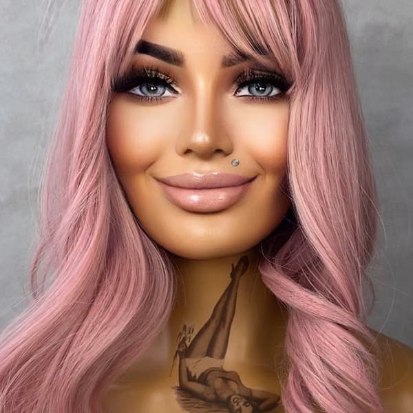Buble Gum Pink Wavy Bob WIG