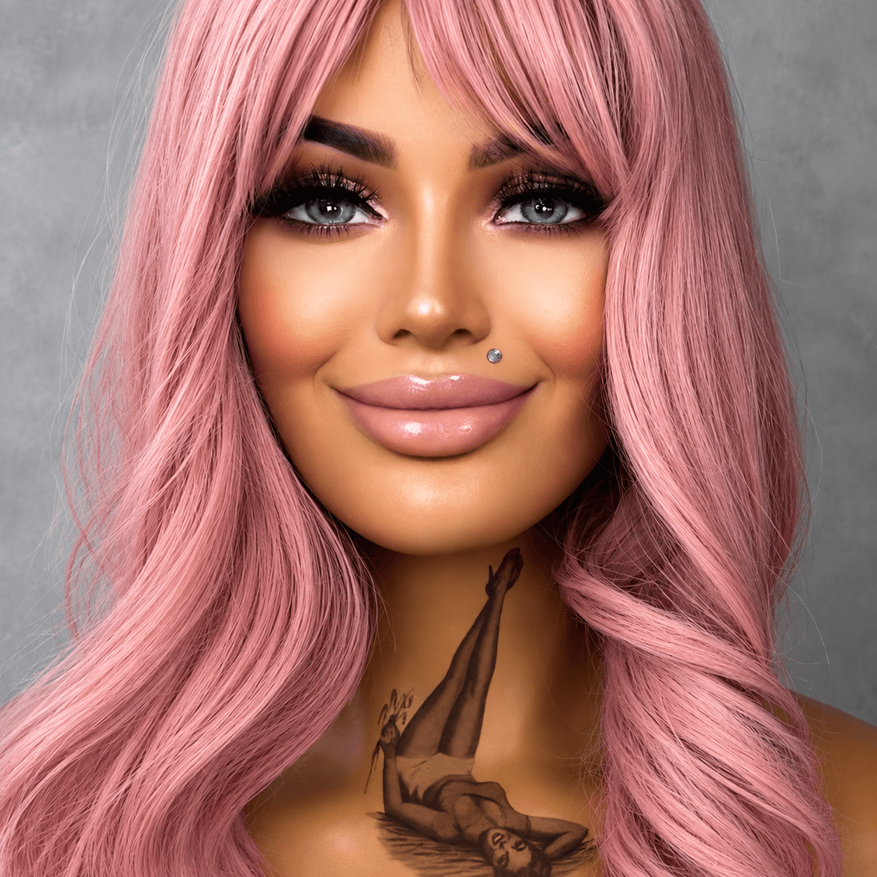 Buble Gum Pink Wavy Bob WIG